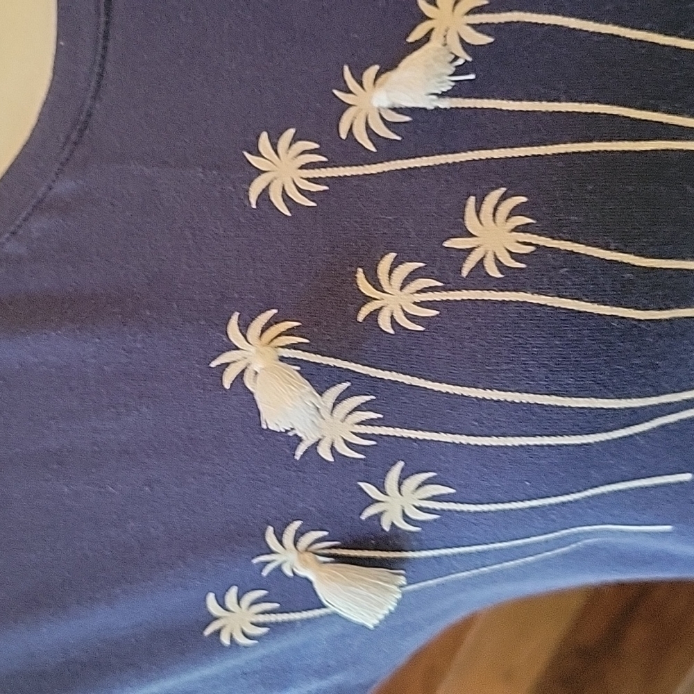 Tommy Bahama Navy/White Womens XXS Palm Tree Tee Shirt - Picture 3 of 8
